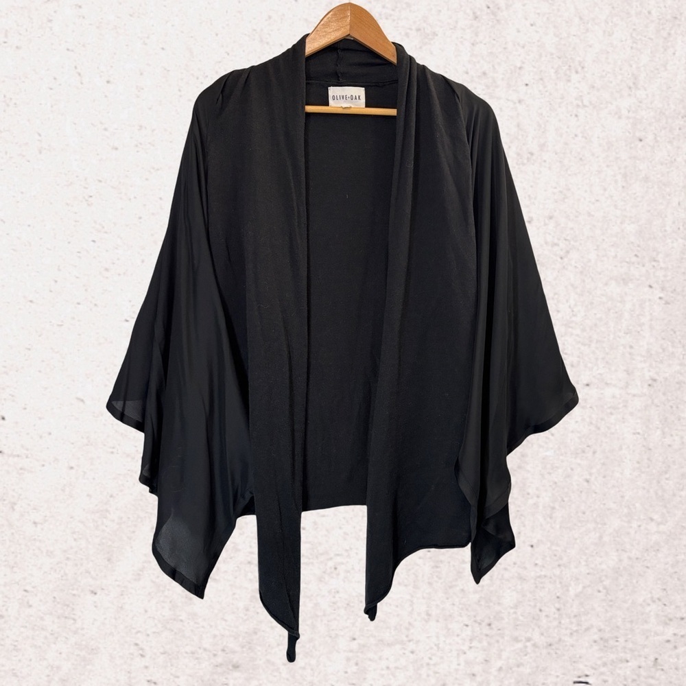 Olive & Oak Black Shrug with Flowing Sleeves